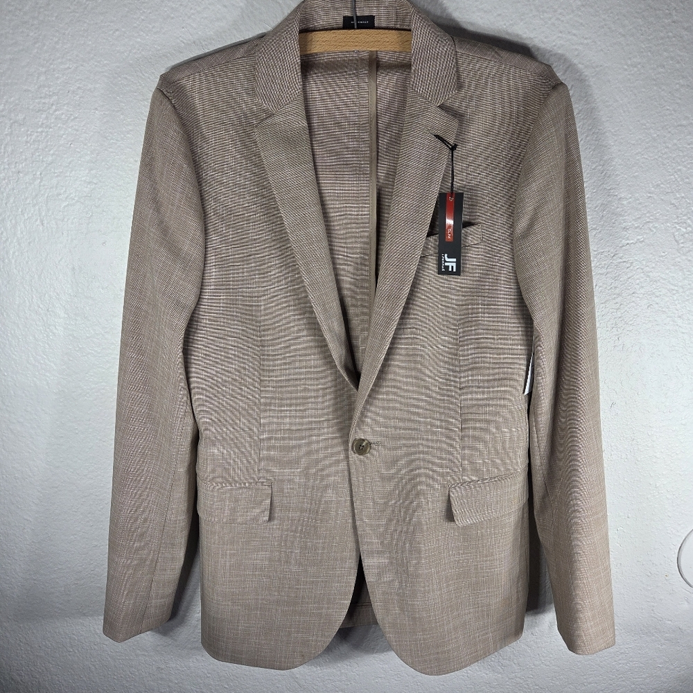 J Ferrari JF Mens Sport Coat Suit Jacket Blazer Slim Fit Tan Brown 36 Reg